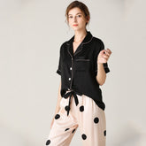 Pajamas Women Simulation Silk Suit Short-sleeved Trousers