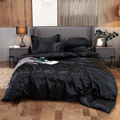 Pure Color Ice Silk Four-piece Bedding