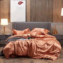 Pure Color Ice Silk Four-piece Bedding