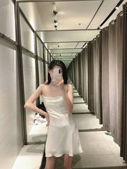 Silk Satin Texture Sexy Cross Short Dress