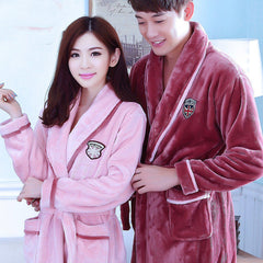 Coral Fleece Long-sleeved Plus Fleece Plus Long Pajamas And Bathrobe