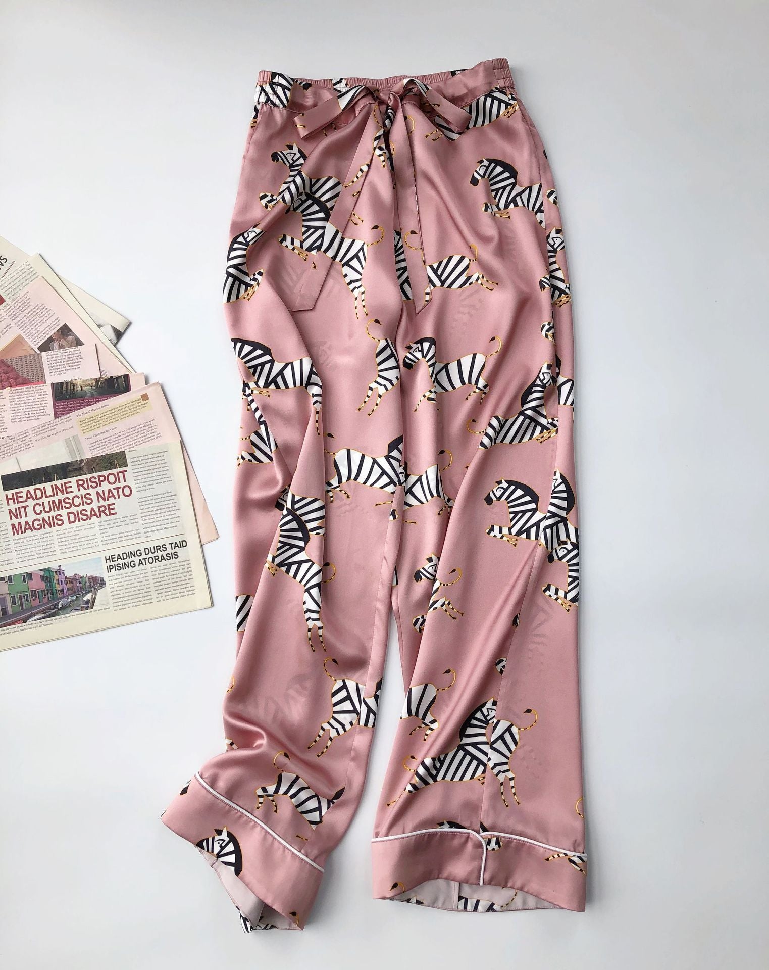 Pajama silk top shorts trousers