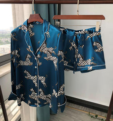 Pajama silk top shorts trousers