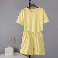Hirsionsan Summer Cotton Sets Women Casual Two Pieces Short
