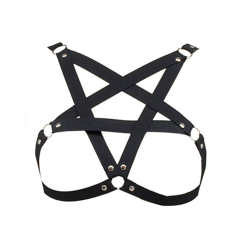 Pentagram Straps Lingerie Hollow Cross Rivets Beautiful Back