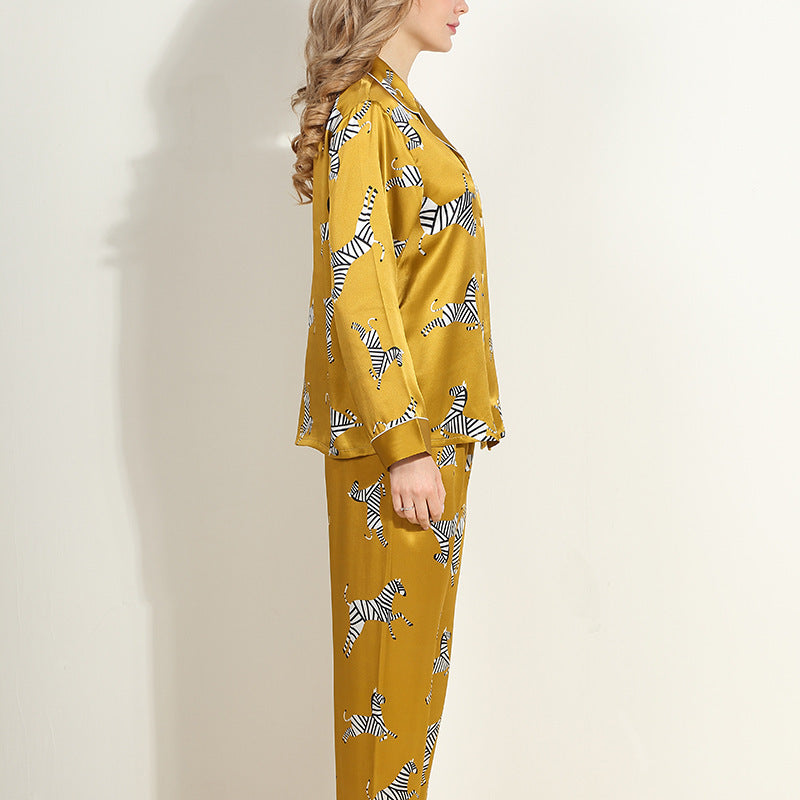 Ladies Mulberry Silk Pajamas Silk Printed Homewear