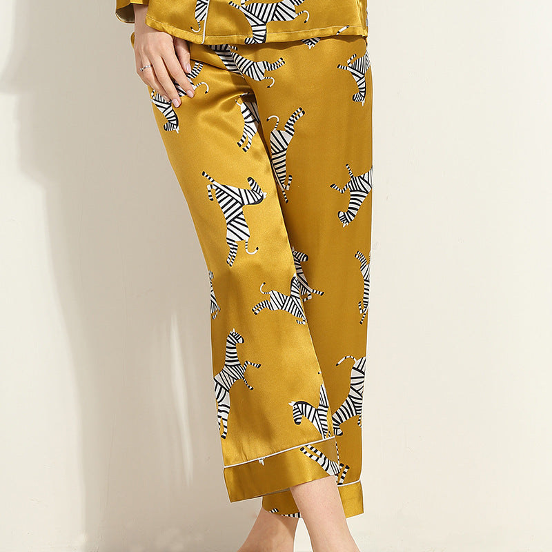 Ladies Mulberry Silk Pajamas Silk Printed Homewear