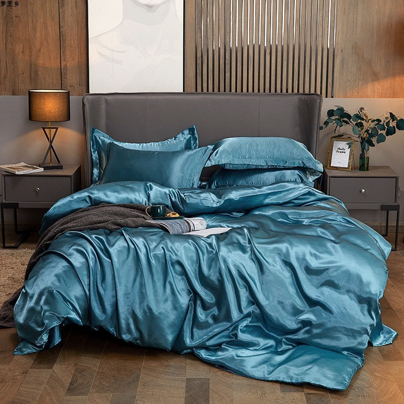 Pure Color Ice Silk Four-piece Bedding
