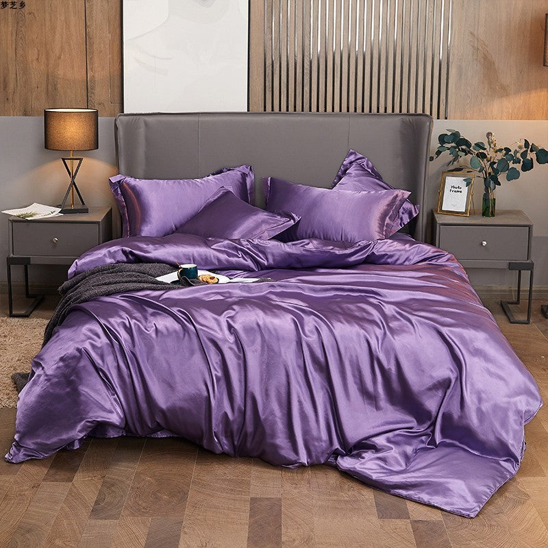 Pure Color Ice Silk Four-piece Bedding
