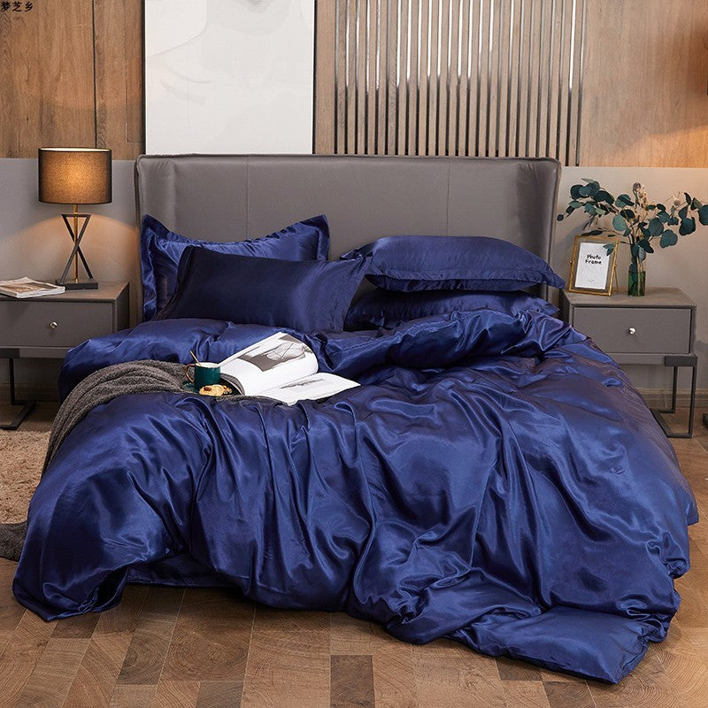 Pure Color Ice Silk Four-piece Bedding