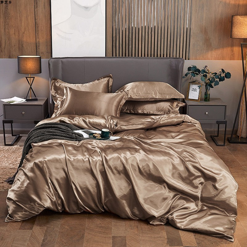 Pure Color Ice Silk Four-piece Bedding
