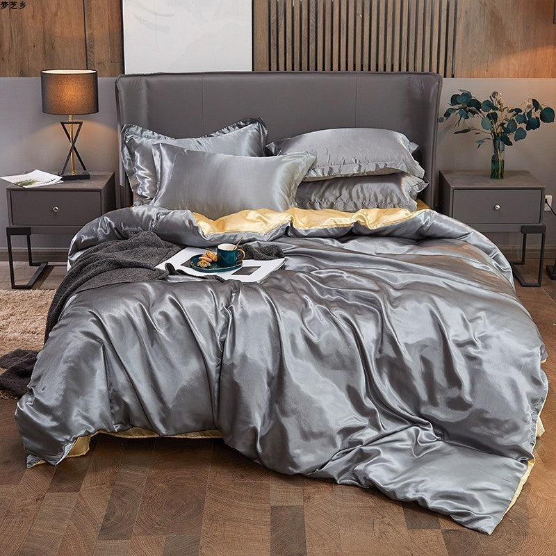 Pure Color Ice Silk Four-piece Bedding