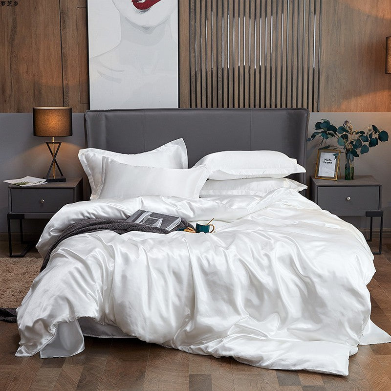 Pure Color Ice Silk Four-piece Bedding