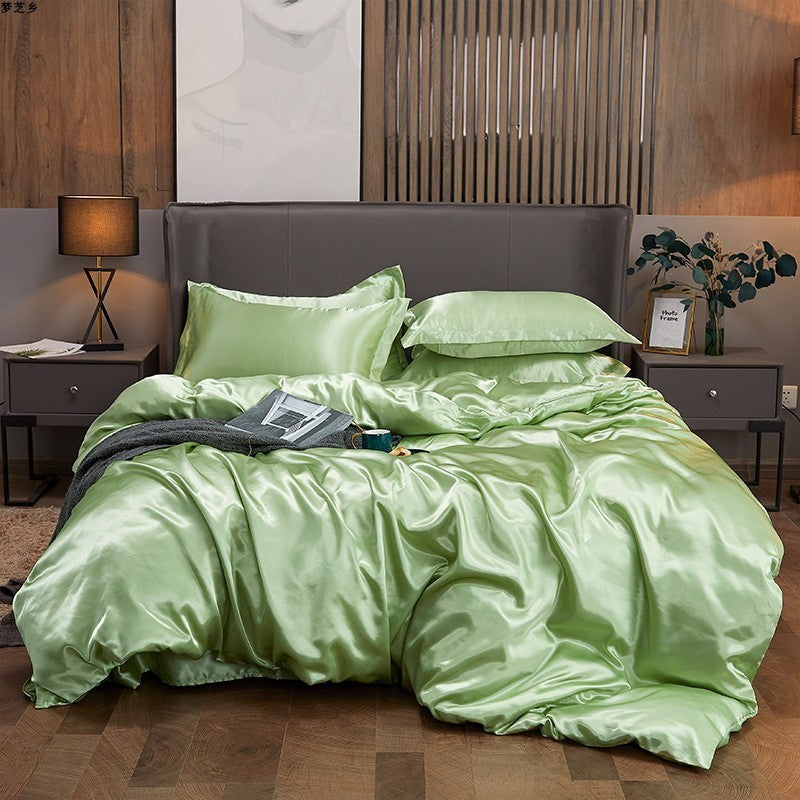 Pure Color Ice Silk Four-piece Bedding