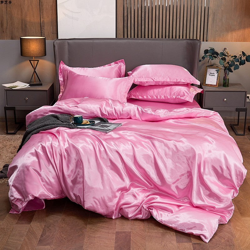 Pure Color Ice Silk Four-piece Bedding
