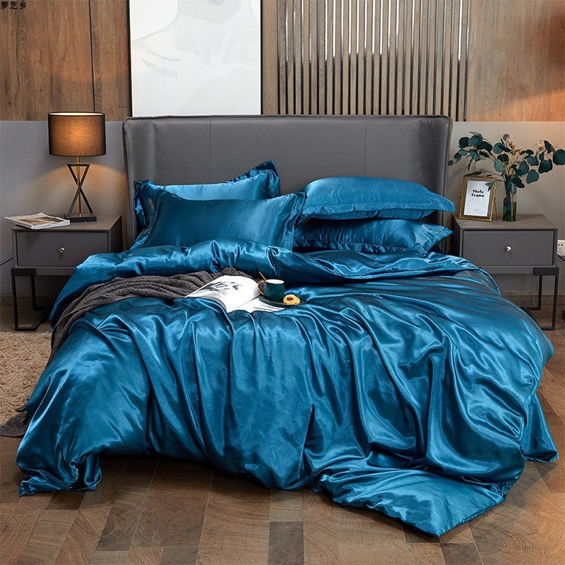 Pure Color Ice Silk Four-piece Bedding