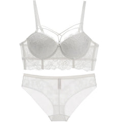 Lingerie Feminine Lace Bra Set With Underwire Bra