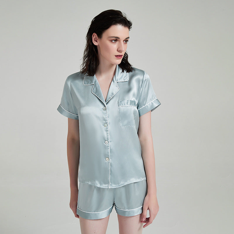 Women's Silk Short Sleeved Shorts Pajama Suit