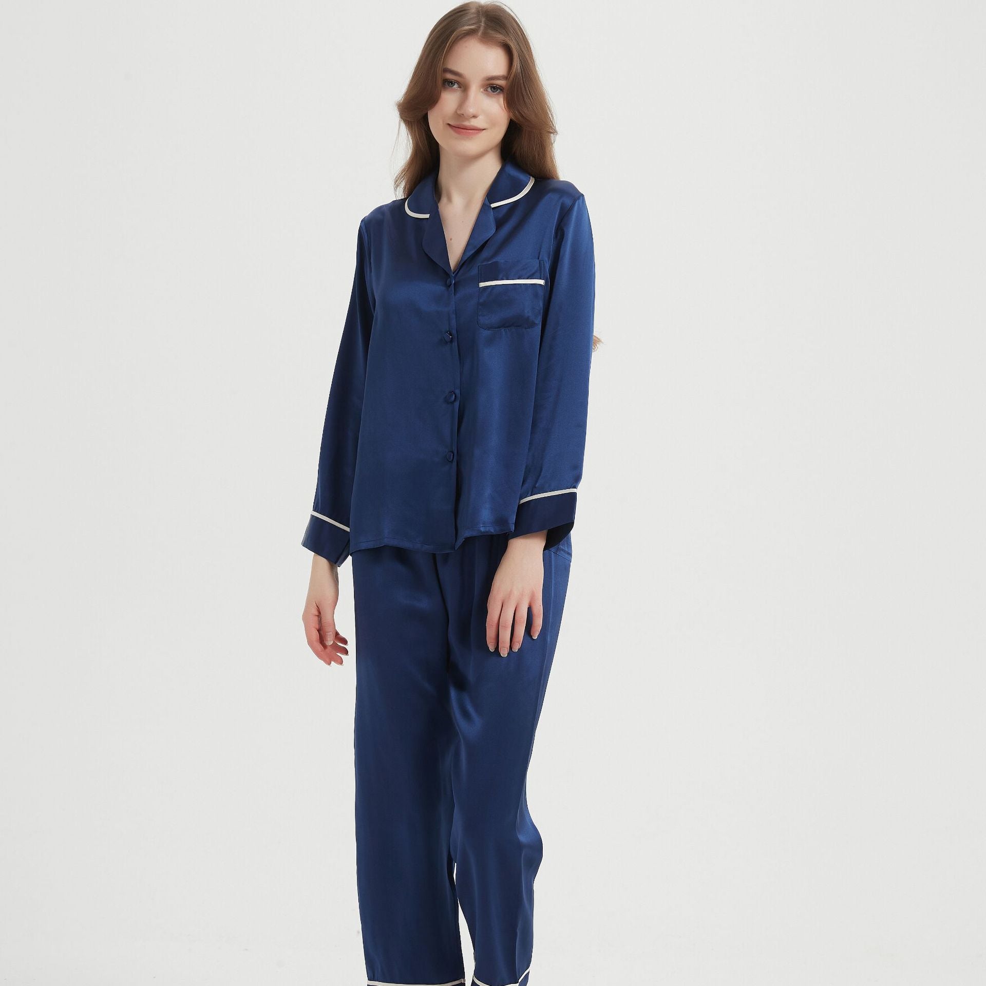 Pajamas Two-piece Homewear Long Sleeve Silk Women