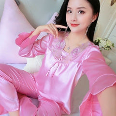 Fashion Personalized Silk Women's Pajama Suit