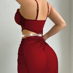 Halter Midriff-baring Top With Slit Skirt Sexy Lingerie For Women