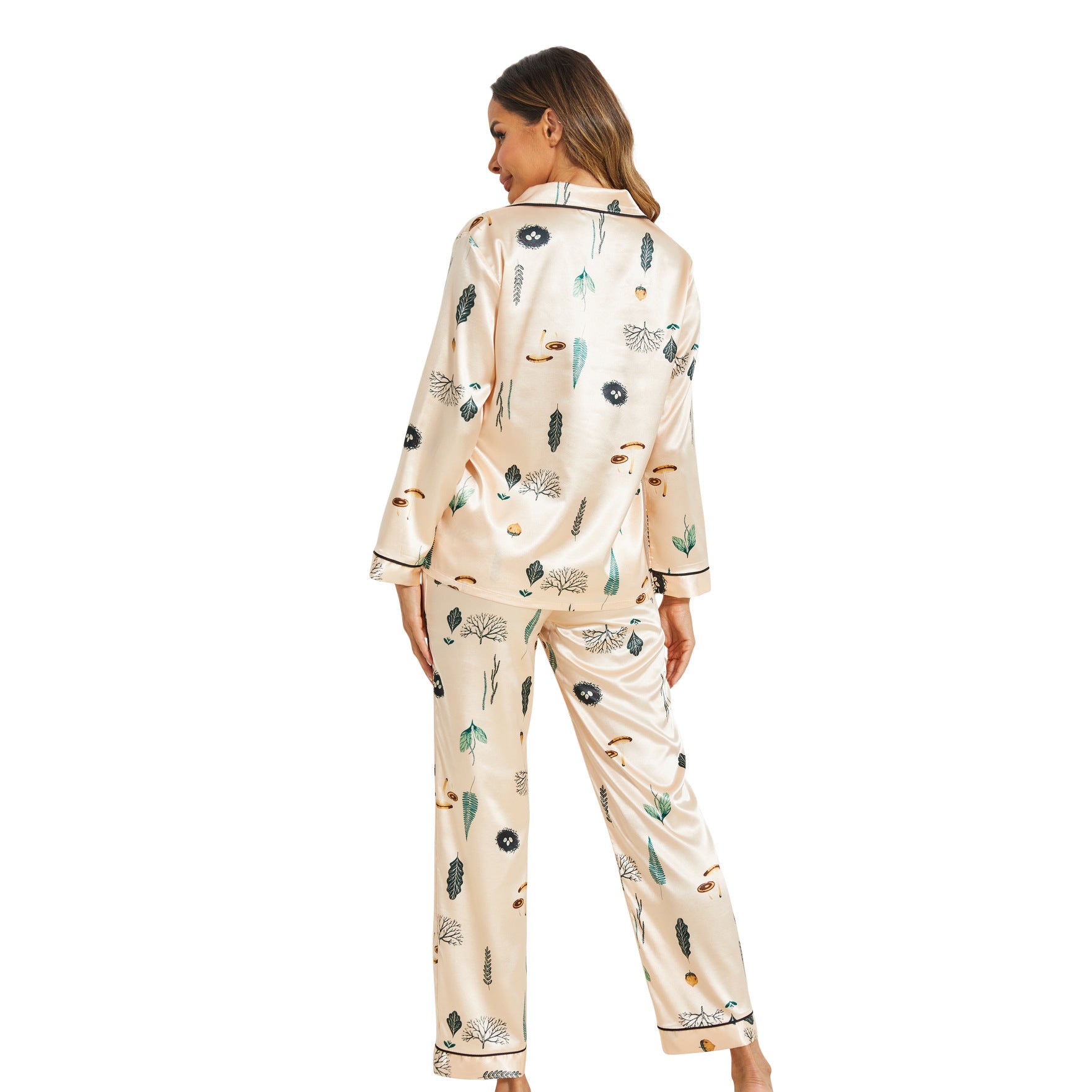 Women's Home Silk Satin Printed Pajama Set