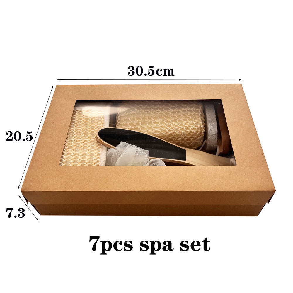Bath Set Seven-piece Bath Towel Bath Brush Pumice Stone Sisal Mesh Sponge