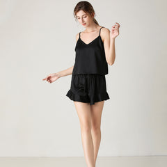 Women's Imitated Silk Pajamas Silk V-neck Hanging Two-piece Pajamas Fashion Home