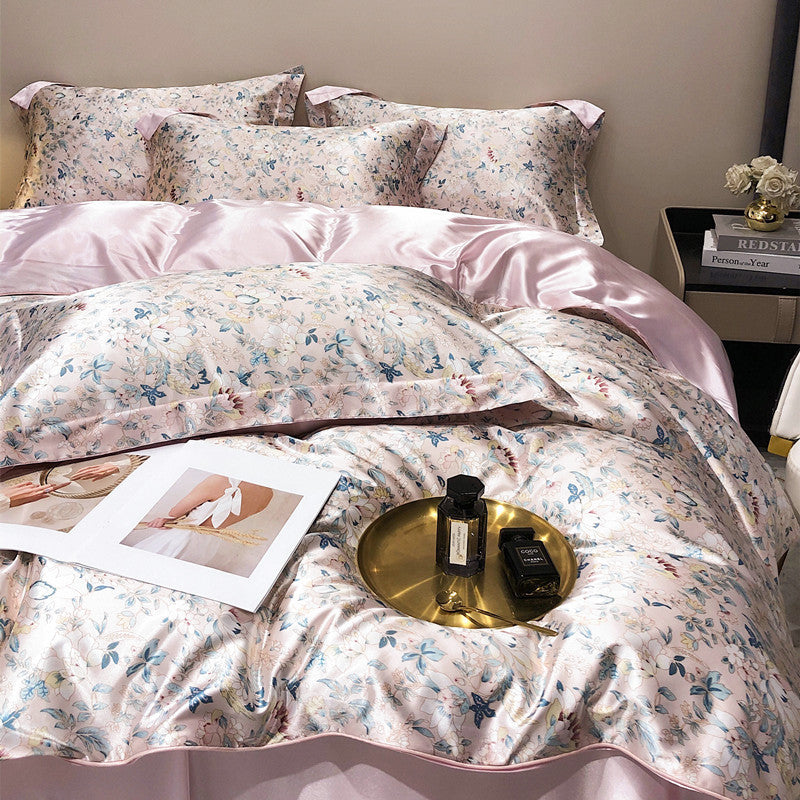 Bare Sleeping Silk Four-piece Set Silk Light Luxury Bedding
