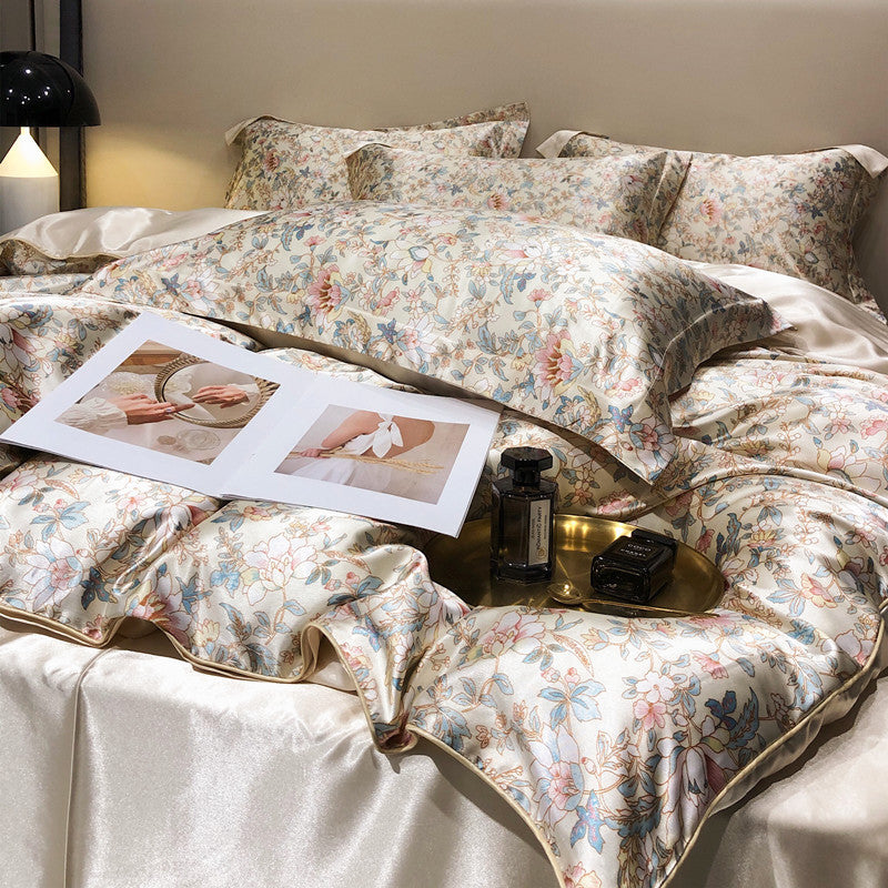 Bare Sleeping Silk Four-piece Set Silk Light Luxury Bedding