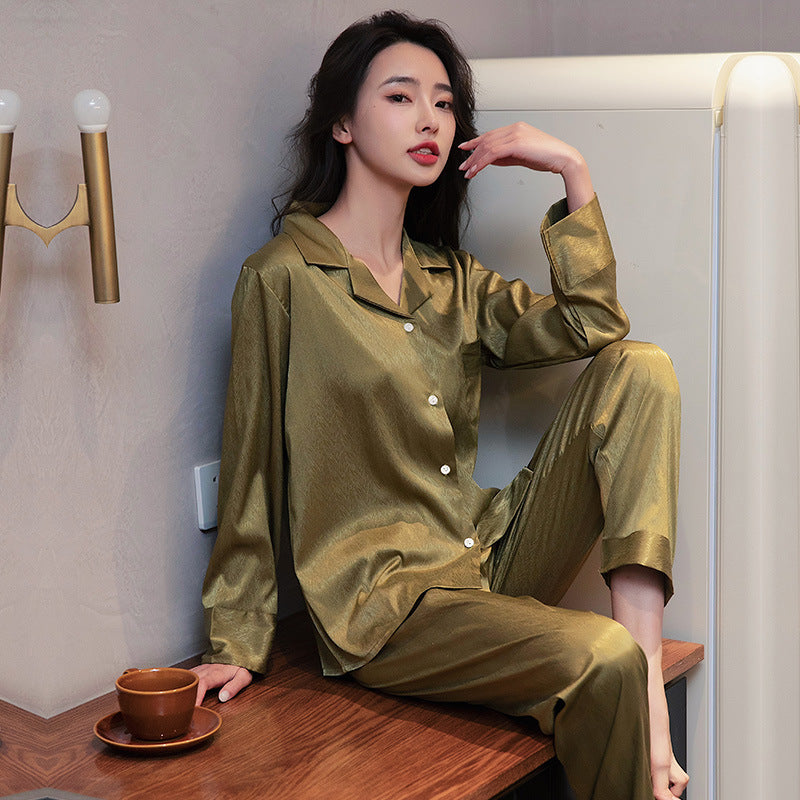 Women's Springautumnsummer Ice Silk Pajamas