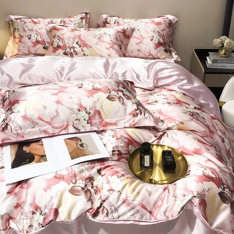 Bare Sleeping Silk Four-piece Set Silk Light Luxury Bedding
