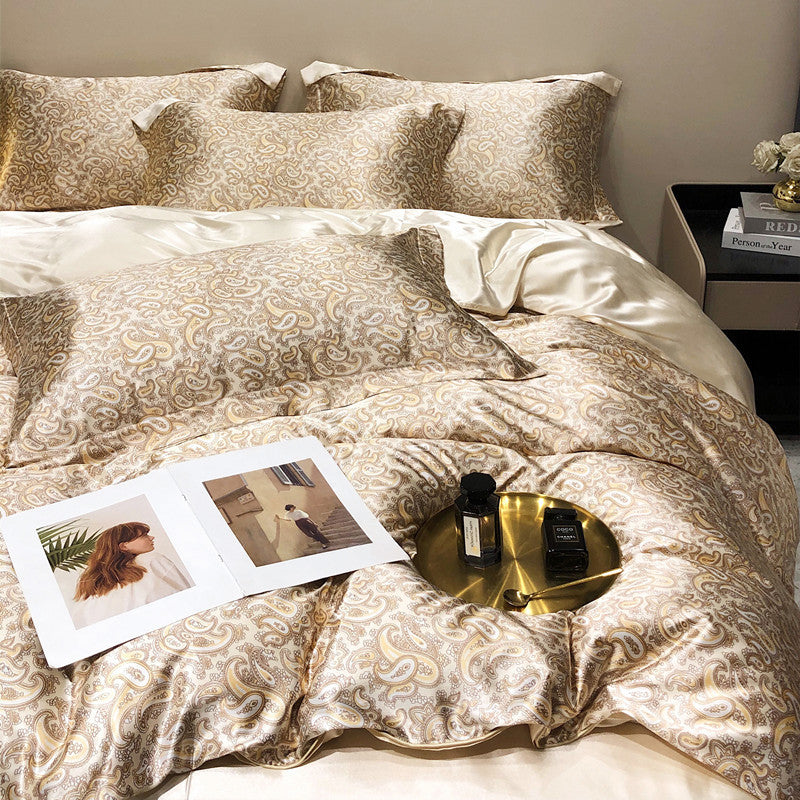 Bare Sleeping Silk Four-piece Set Silk Light Luxury Bedding