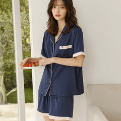 Ice Silk Pajamas Women Summer Short-sleeved Shorts Two-piece Suit